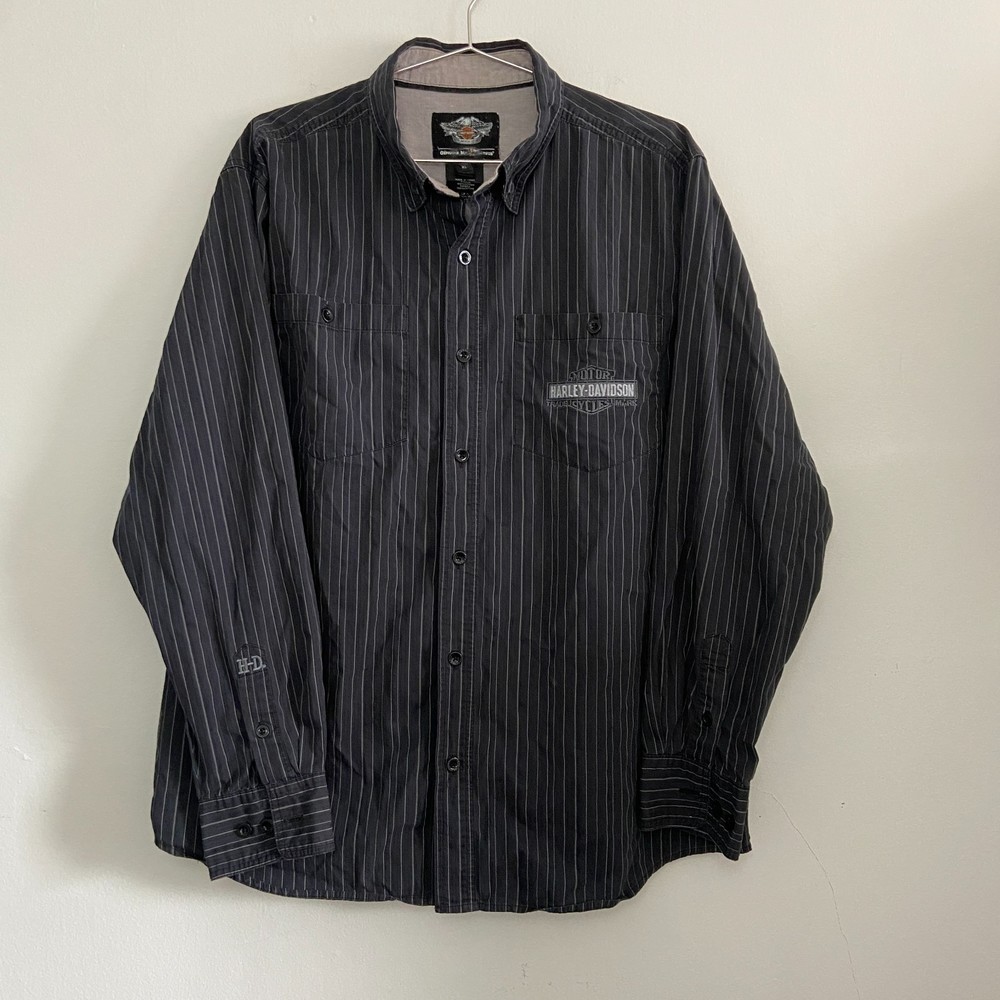 Vintage Harley Davidson Striped Button Up